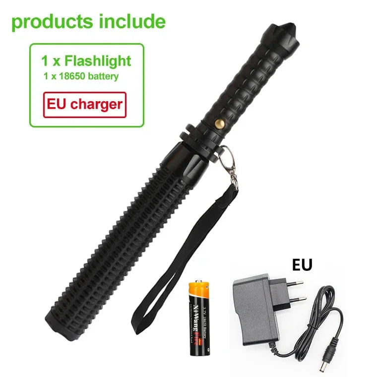 KDULIT Wolf Tooth Stick Flashlight Strong Light Charging Outdoor Super Bright Multi Functional Telescopic Self Defense Window Oasis Select EU with Battery 1