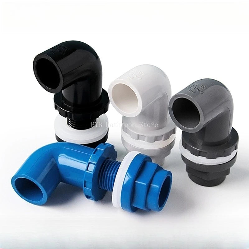 5pcs Elbow Drainage Connector Fish Tank OverflowI.D20~50mm PVC Aquarium Joints Water Inlet Outlet Supply Pipe DIY Drain Fittings Oasis Select