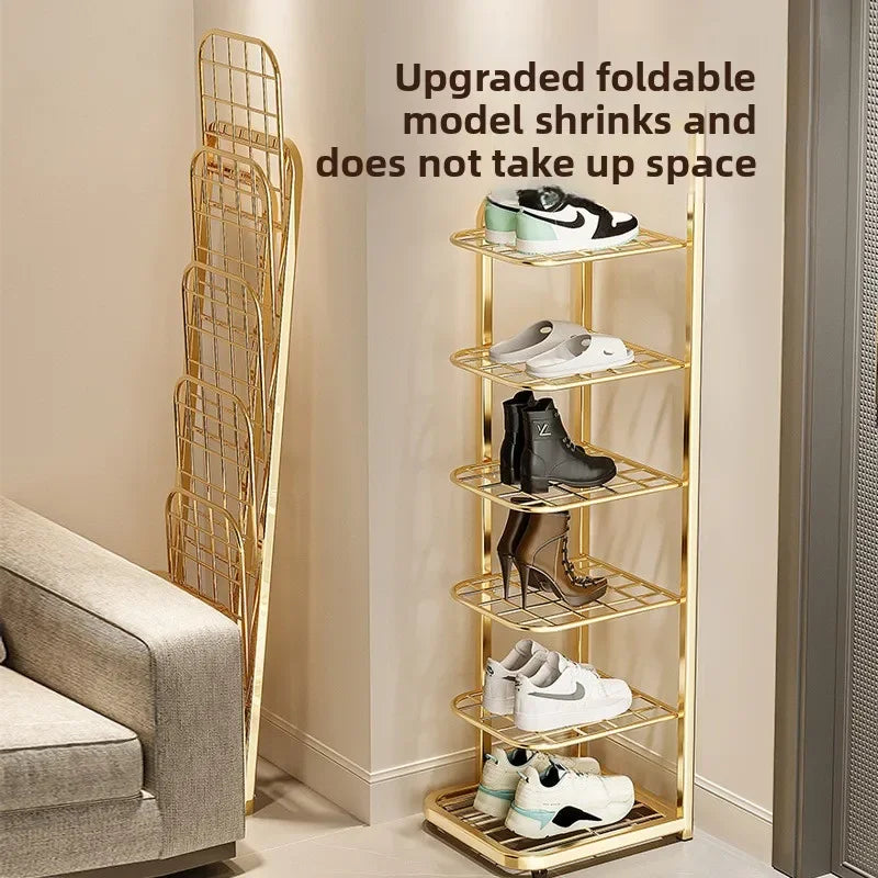 Wrought iron shoe rack, simple multi-layer dust-proof shoe cabinet, narrow and mical corner shoe rack in dormitory Oasis Select