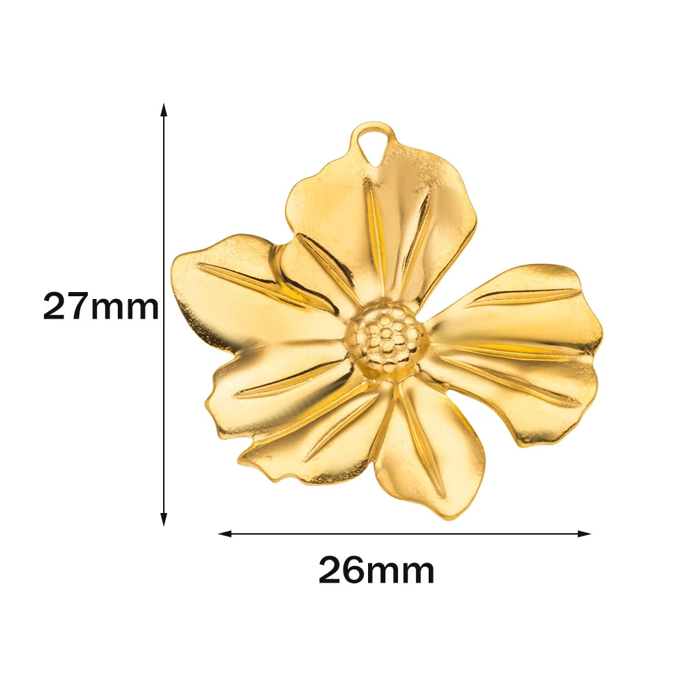 5pcs Gold Stainless Steel Flower Charms Metal Pearl Pendant for DIY Necklace Bracelet Jewelry Making and Crafting Wholesale Bulk Oasis Select Gold 26x27mm