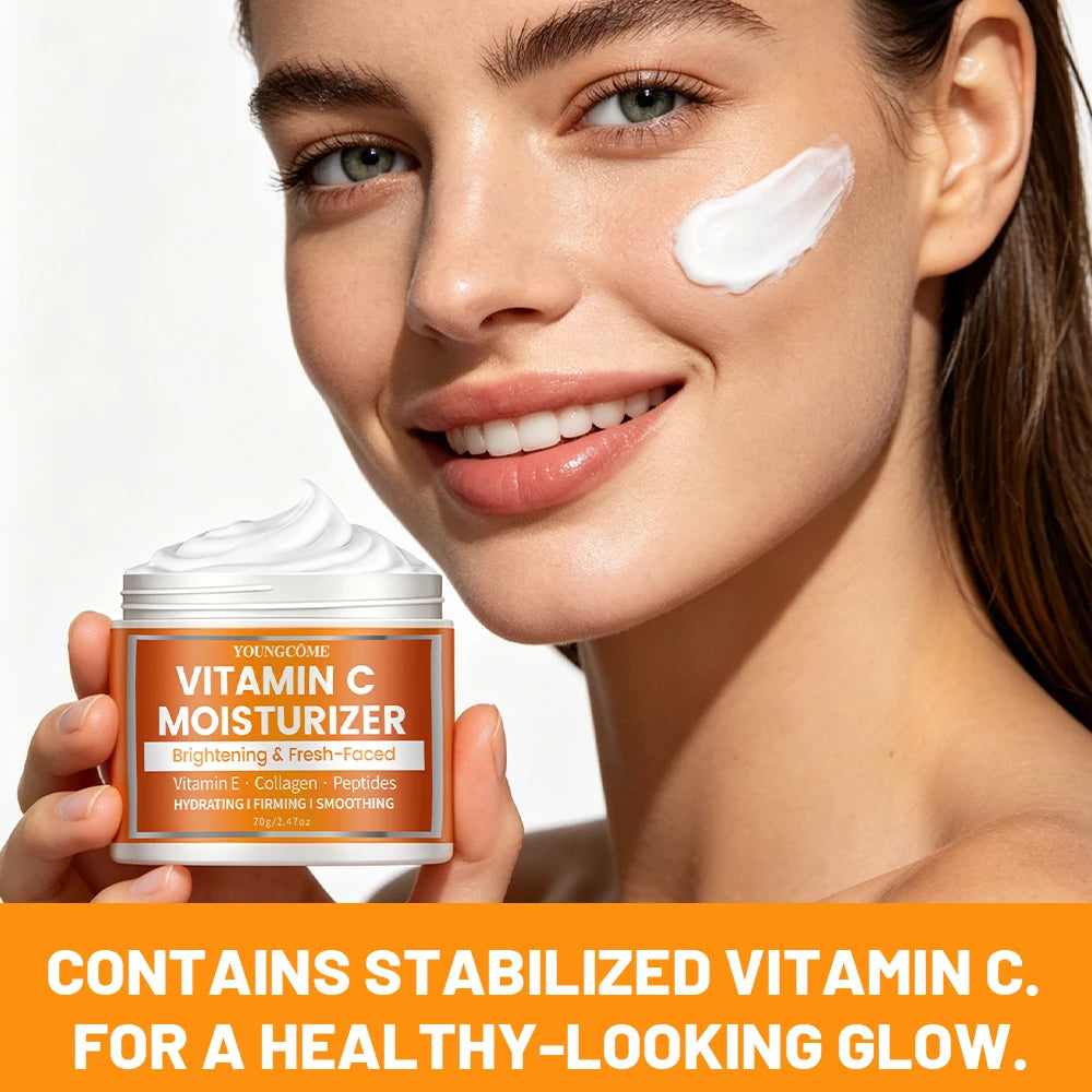 YOUNGCOME Vitamin C Moisturizer with Collagen Peptides Hydrating Firming Smoothing Non-Greasy Daily Cream for Healthy Glow Oasis Select