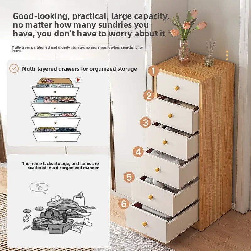 Multi-functional Household Goods Narrow Chest, Wall Storage Rack, Multi-layer Corner Cabinet With Drawers Oasis Select