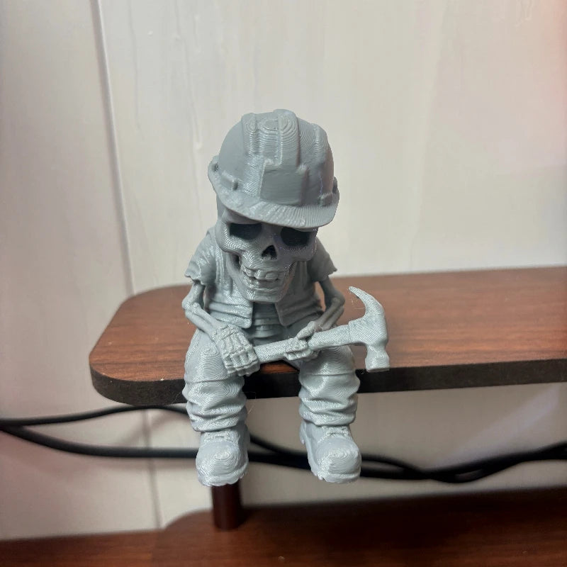 Hand Hammer Labor Worker Skull Mini Figurines 3D Printed Diligent Worker Skeleton Shelf Sitter Statue Home Desk Ornaments Decor Oasis Select construction worker3 tall 10cm