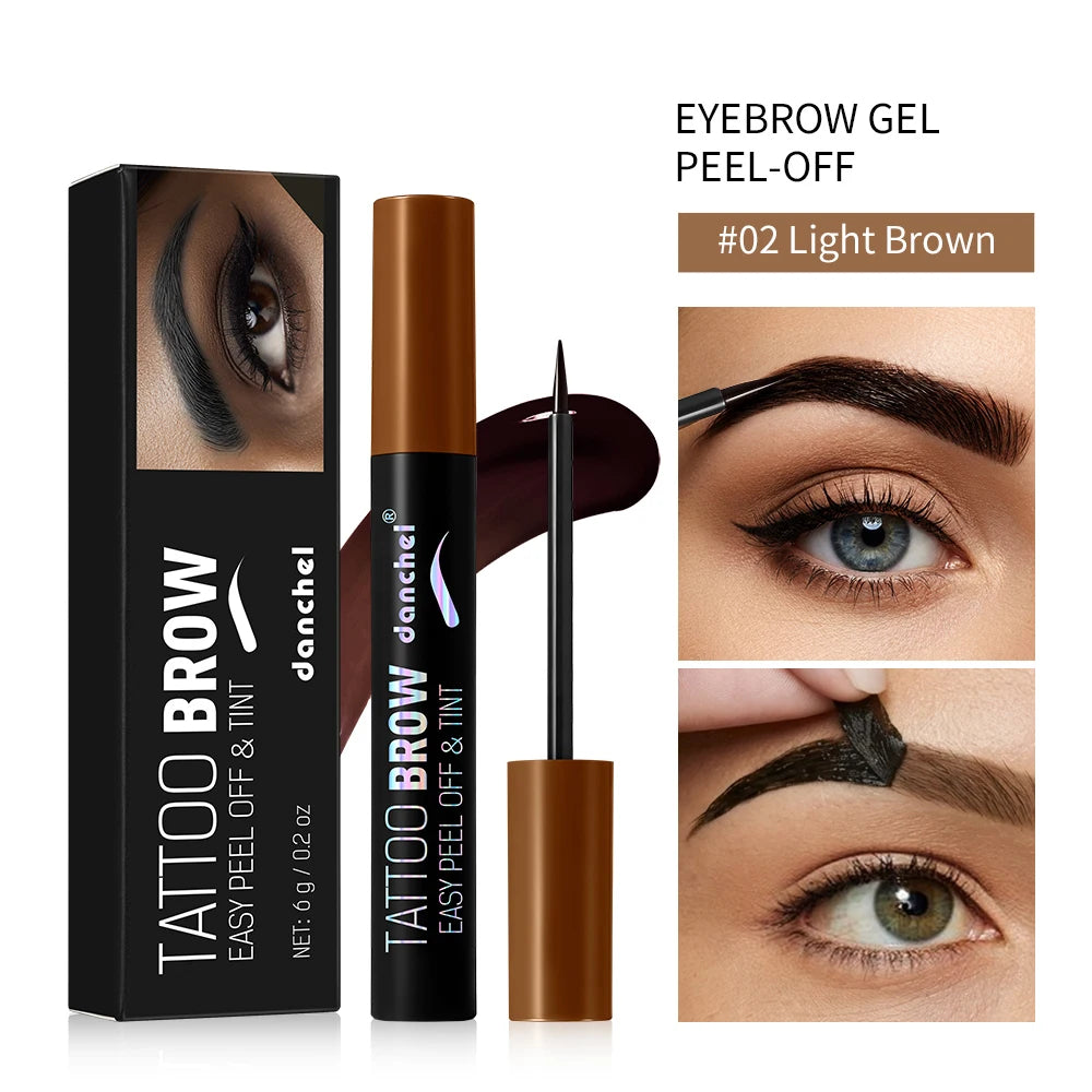 Peel Off Eyebrow Gel Tint 1PC Semi Permanent Waterproof Brow Tattoo Transfer Proof Long Lasting For Fuller Defined Brows Oasis Select 2Light Brown