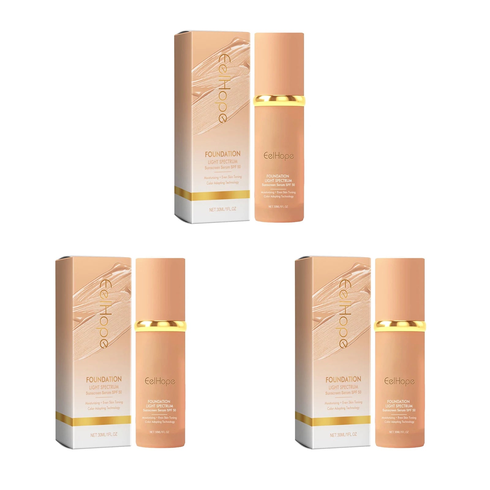 Eelhope 4-in-1 Foundation SPF 50 Full Coverage Concealer Primer Liquid Foundation Oasis Select 90ml boxed