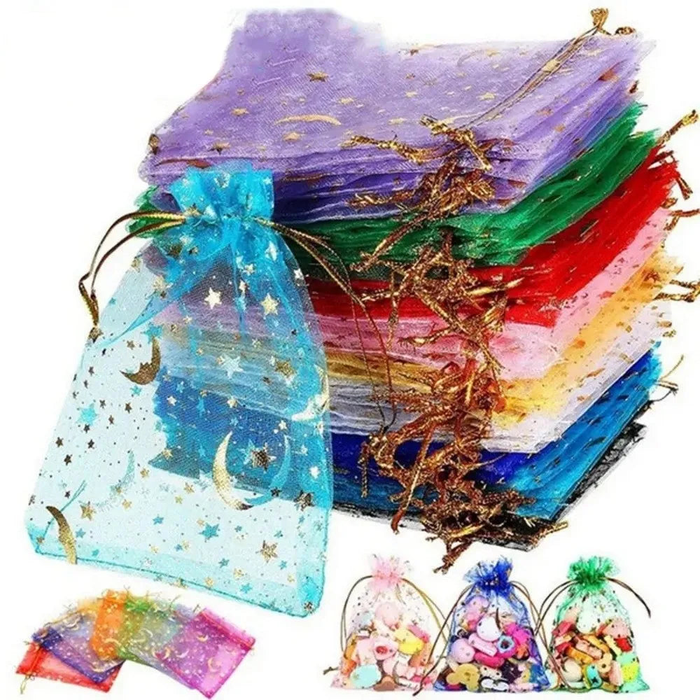 Moon & Stars Organza Drawstring Gift Bags | 10/20 Pack