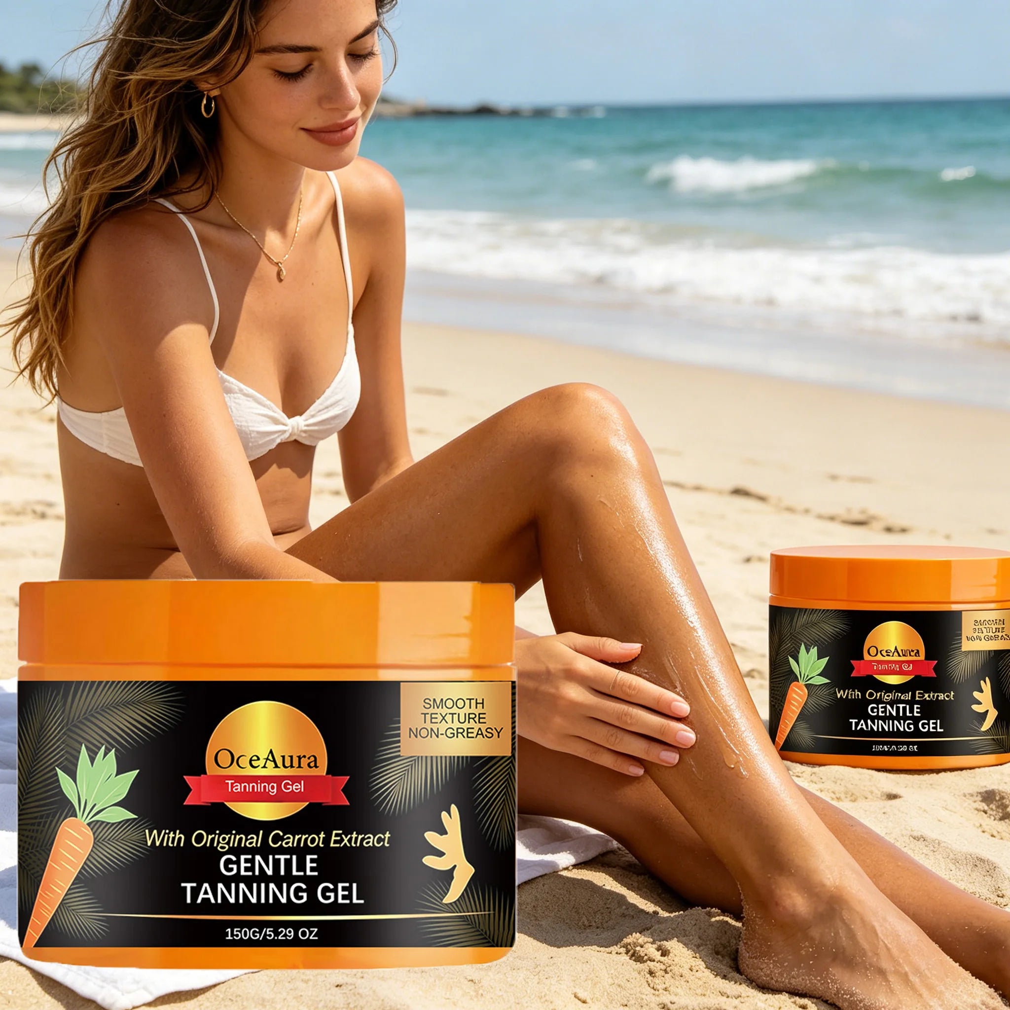 Carroten Gentle Tanning Gel Natural-Looking Sunless Tanner for Body Streak-Free Gradual Tan Hydrating Body Bronzer Non-Greasy Oasis Select