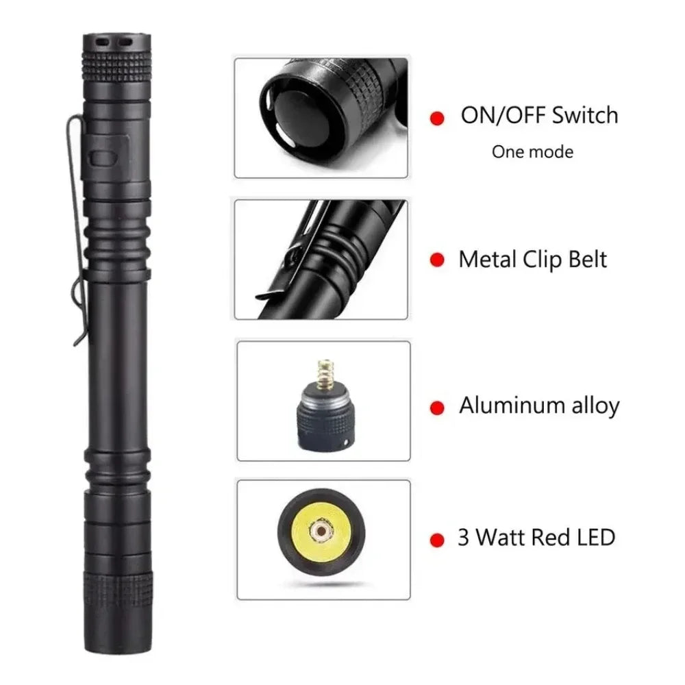 POCKETMAN Red LED Pen Flashlight | Astronomy & Night Vision Torch