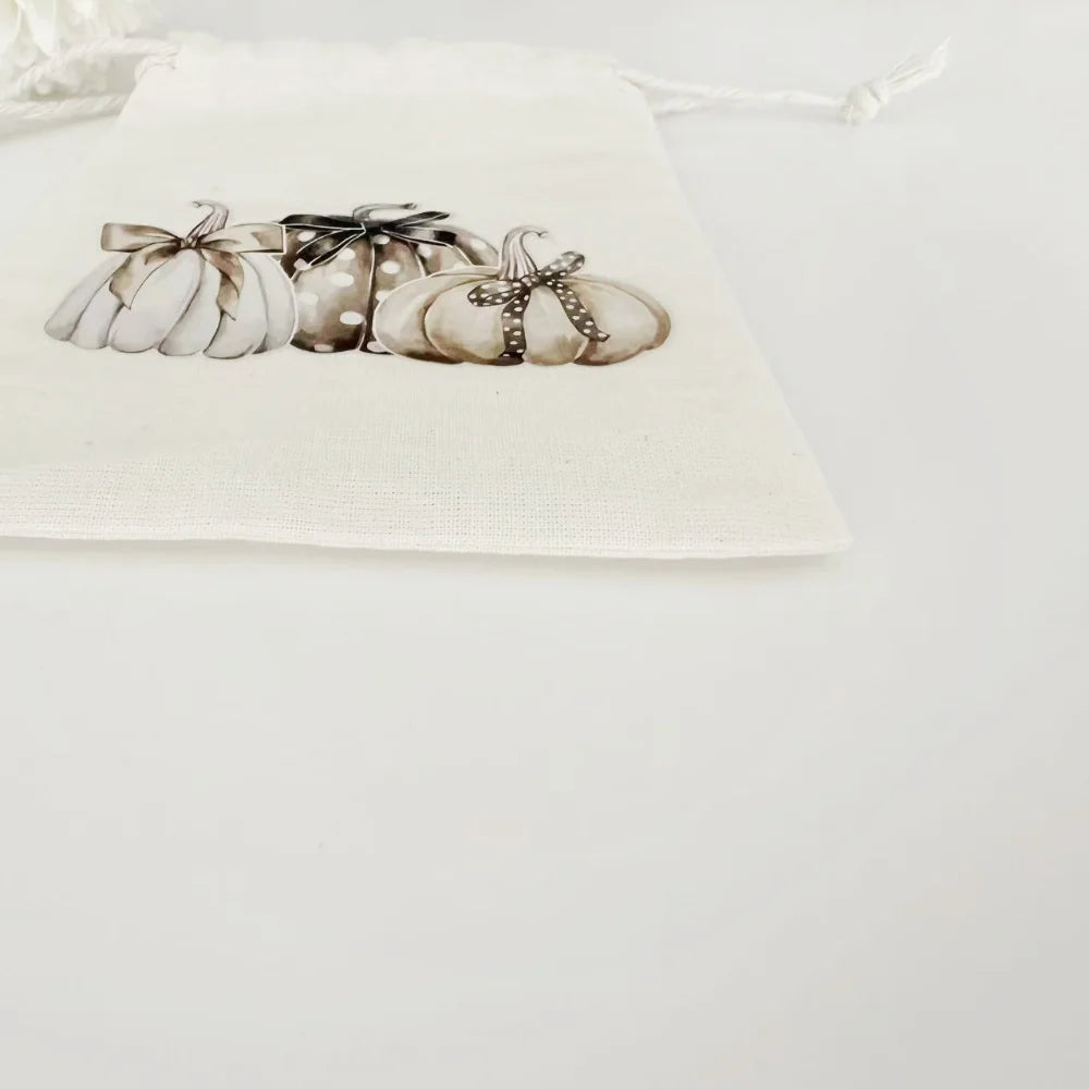 Halloween Ghost Drawstring Candy Bag | Cotton Linen Treat Sack