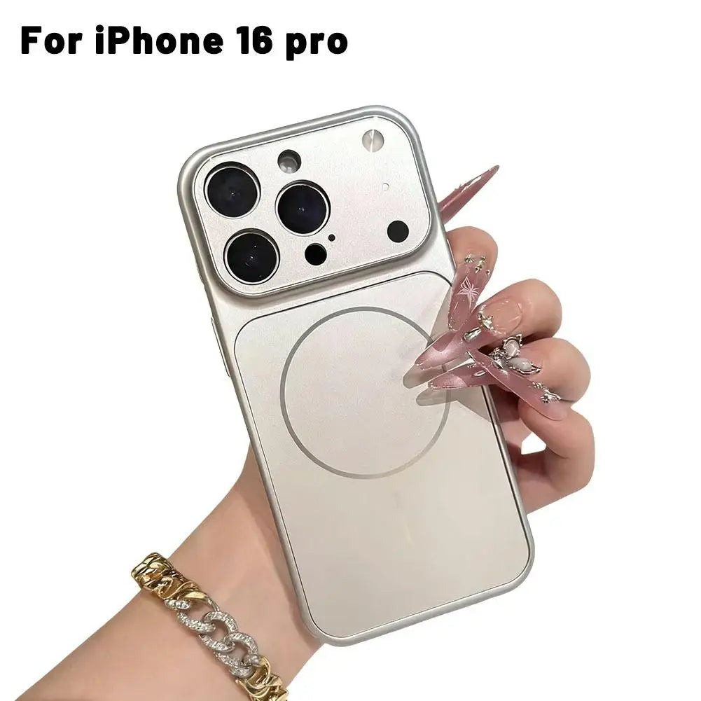 Original Large Window Nano Glass Case For iPhone 17 Air 16 15 14 13 Pro Max Magnetic For Magsafe Wireless Charging Matte Case Oasis Select Titanium 16pro