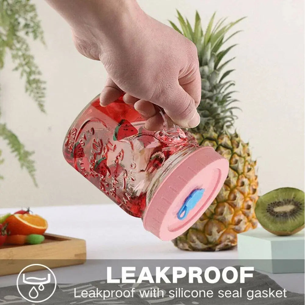 Cute Plastic Mason Jar Lids With Straw Hole Leak-Proof Jar Caps Food Storage Canning Lids Kitchen & Dining Supplies Oasis Select