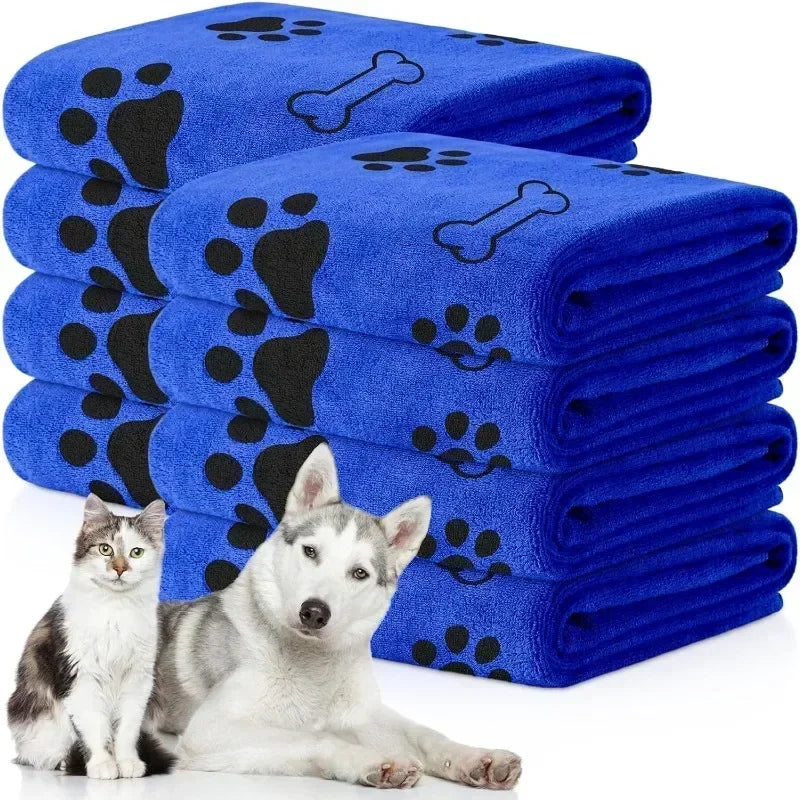 Pet Towel 60x100cm Drying Dog Cat Bath Towel Microfiber Quick-drying Dog Claw Absorbent Blue Grey Bath Towel Pet Bath Products Oasis Select