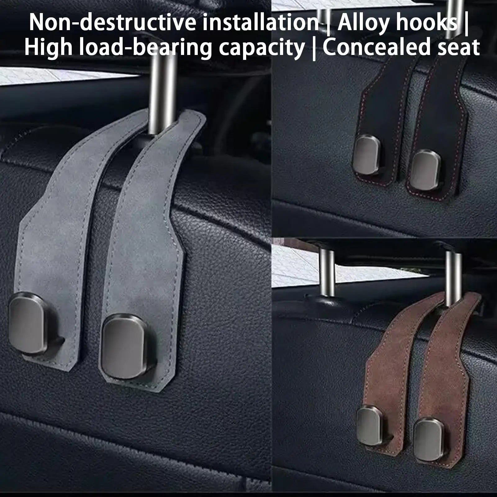Car Headrest Hooks Hanger Multipurpose Adjustable for Bags Seat Back Organizer Holder Clips Auto Fastener Car Headrest Hook Oasis Select