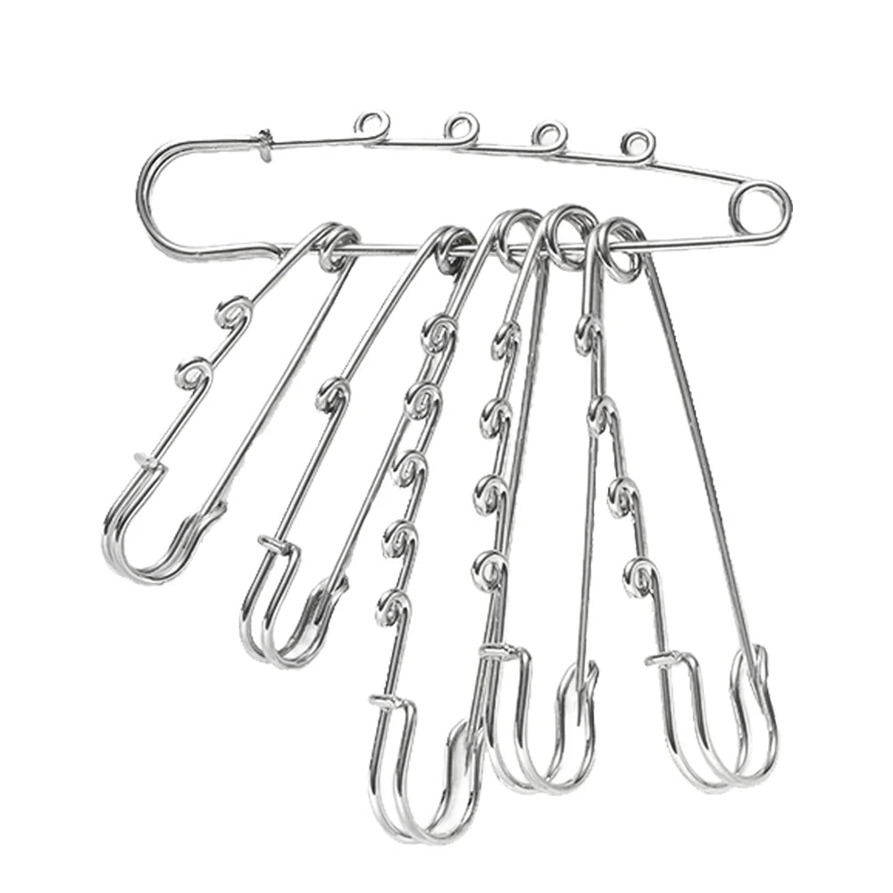 10pcs Heavy Duty Safety Pin Charms with 1/2/3/4/5 Loops for DIY Garment Blanket Skirts Knitted Fabric Brooch Crafts Jewelry Make Oasis Select