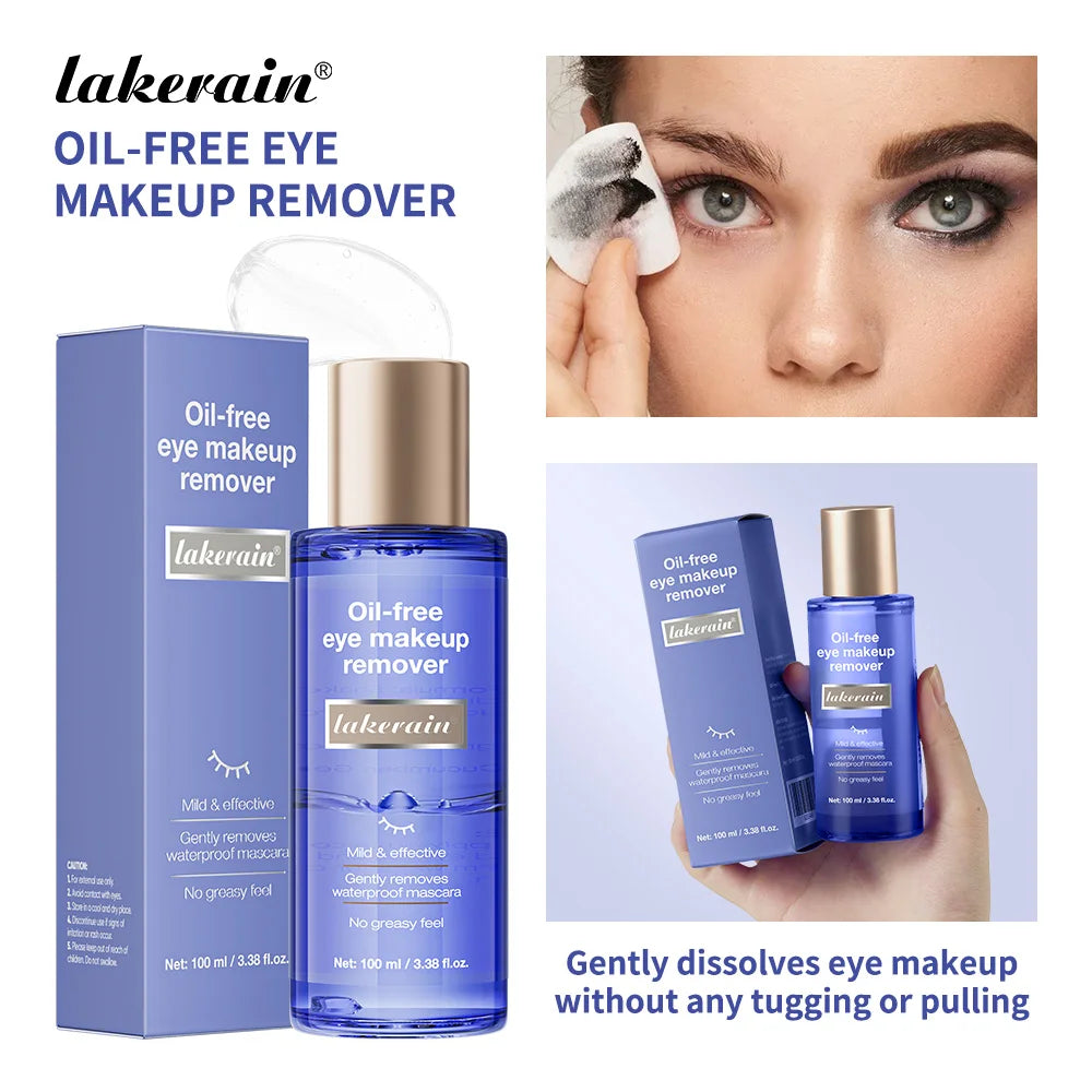 Lakerain Eye Makeup Remover 100ml Oil-Free Soothing Ingredients Gently Dissolves Eye Makeup No Stinging Safe for Sensitive Eyes Oasis Select Eye Makeup Remover