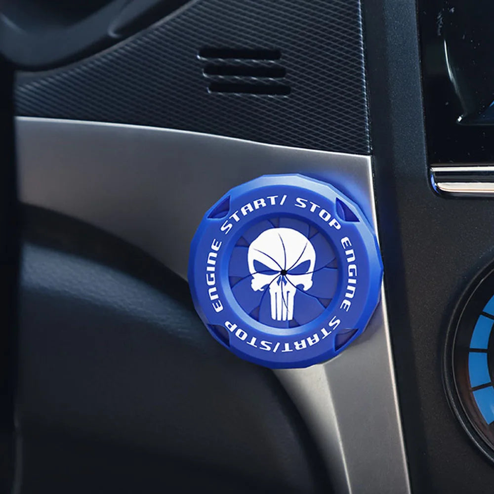 Skull One-touch Start Decorative Cover ABS Rotary Switch Protective Ignition Switch for Most Cars Oasis Select Blue