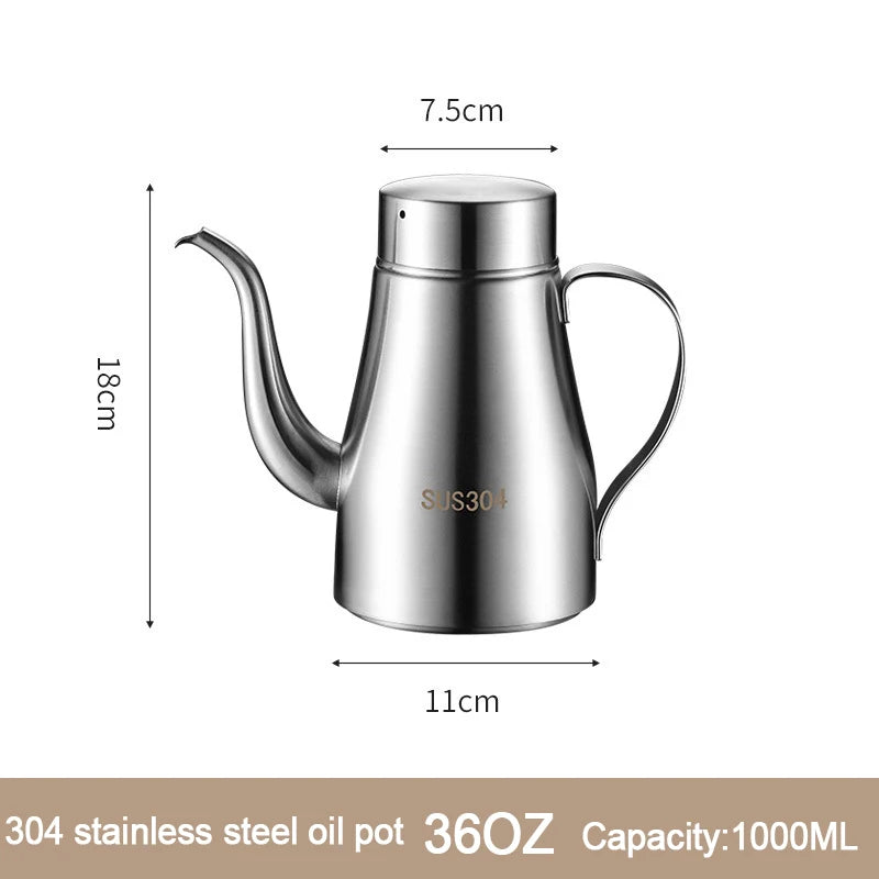 304 Stainless Steel Oil Pot Kitchen Oil Bottle Oil Tank Pot Household Edible Oil Pot Large Oil Tank Oil Pot Pouring Oil Bottle Oasis Select 36OZ