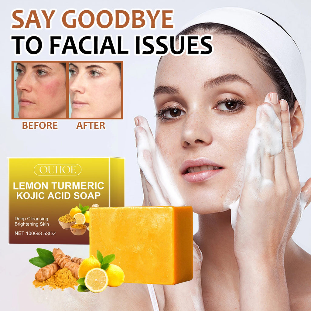 100G Turmeric Lemon Body Soap Deep Cleaning Pore Remove Dead Skin Enhance Smoothness Lasting Fragrance Refreshing Body Bath Soap Oasis Select