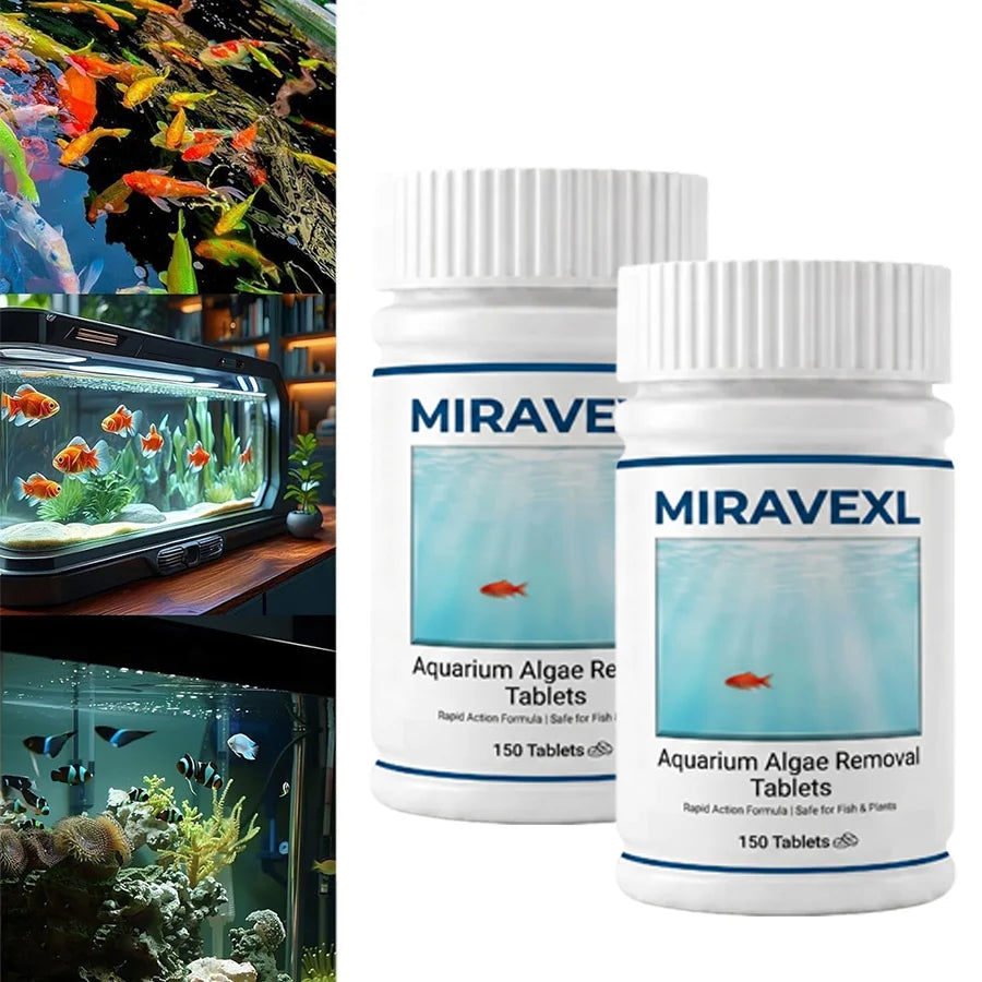 MIRAVEXL Aquarium Algae Control Tablets, Fast Acting Fish Tank Cleaner for Moss Sludge & Green Water, Safe for Fish, 150pcs Oasis Select