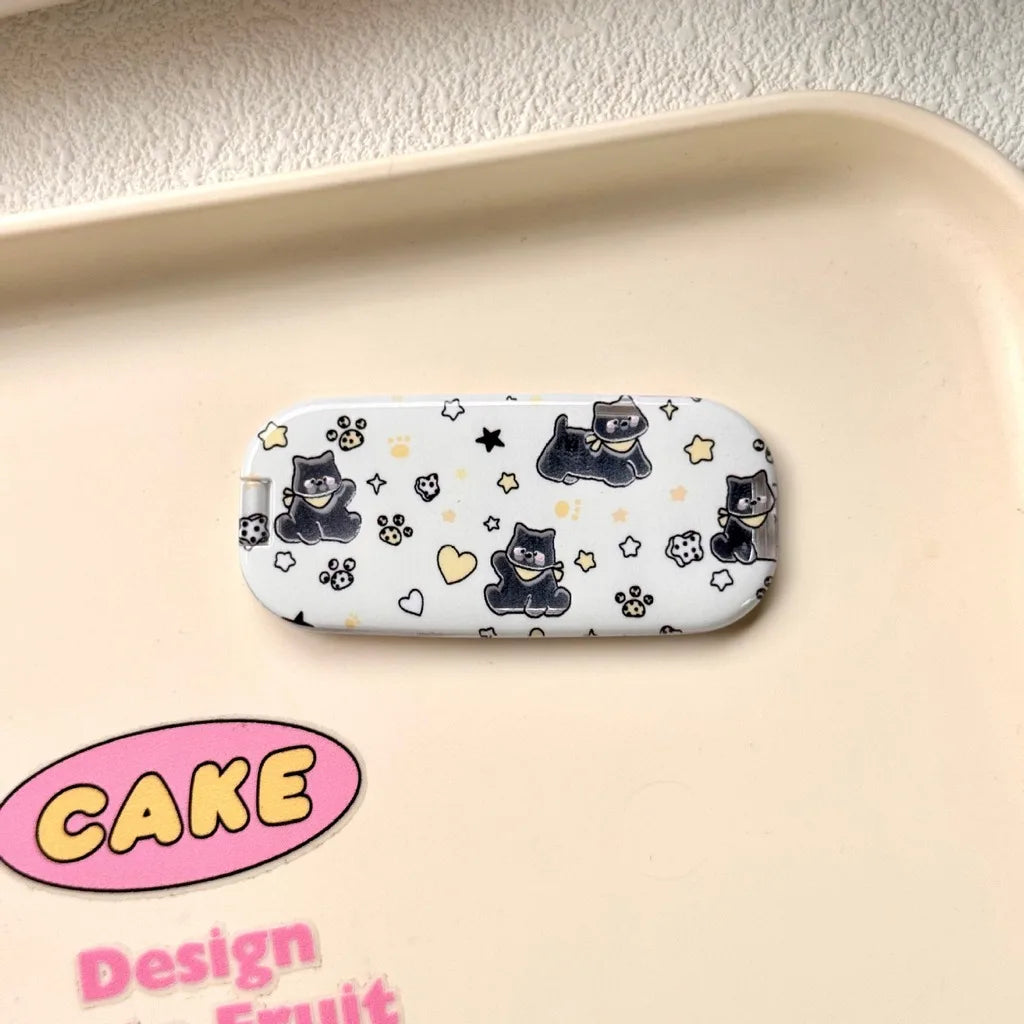 Korean Makeup Mirror Folding Invisible Cartoon Phone Holder Cute Portable Back Sticker New Desktop Universal Adhesive Support Oasis Select White