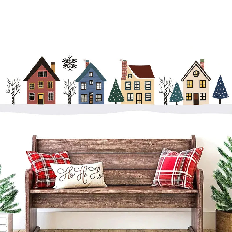 Cartoon Snowflake Small House Window Sticker Self-adhesive Wall Sticker Double-sided Visible Glass Decorative Sticker Oasis Select