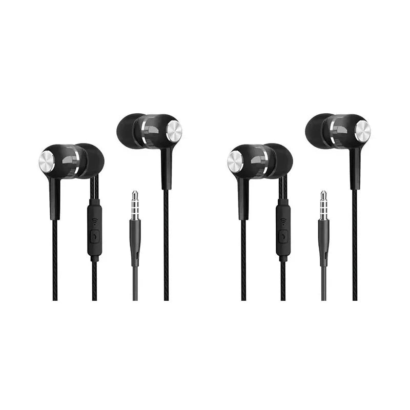 1/2/4pcs Mobile Wired Headphones Sport Earphone In Ear 3.5 Sport Earbuds Headset Mic Music Earphones for Phones Oasis Select Black-2pcs