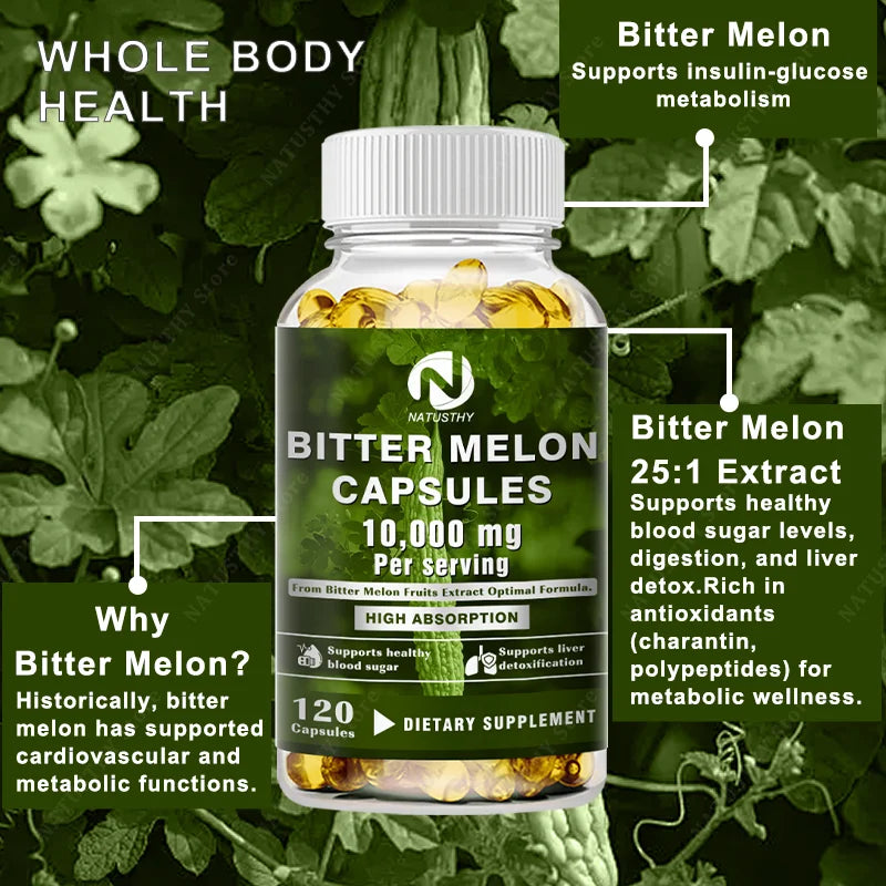 Bitter Melon Capsules 25:1 Extract | 120 Veggie Caps 10,000mg Herbal Supplement Oasis Select