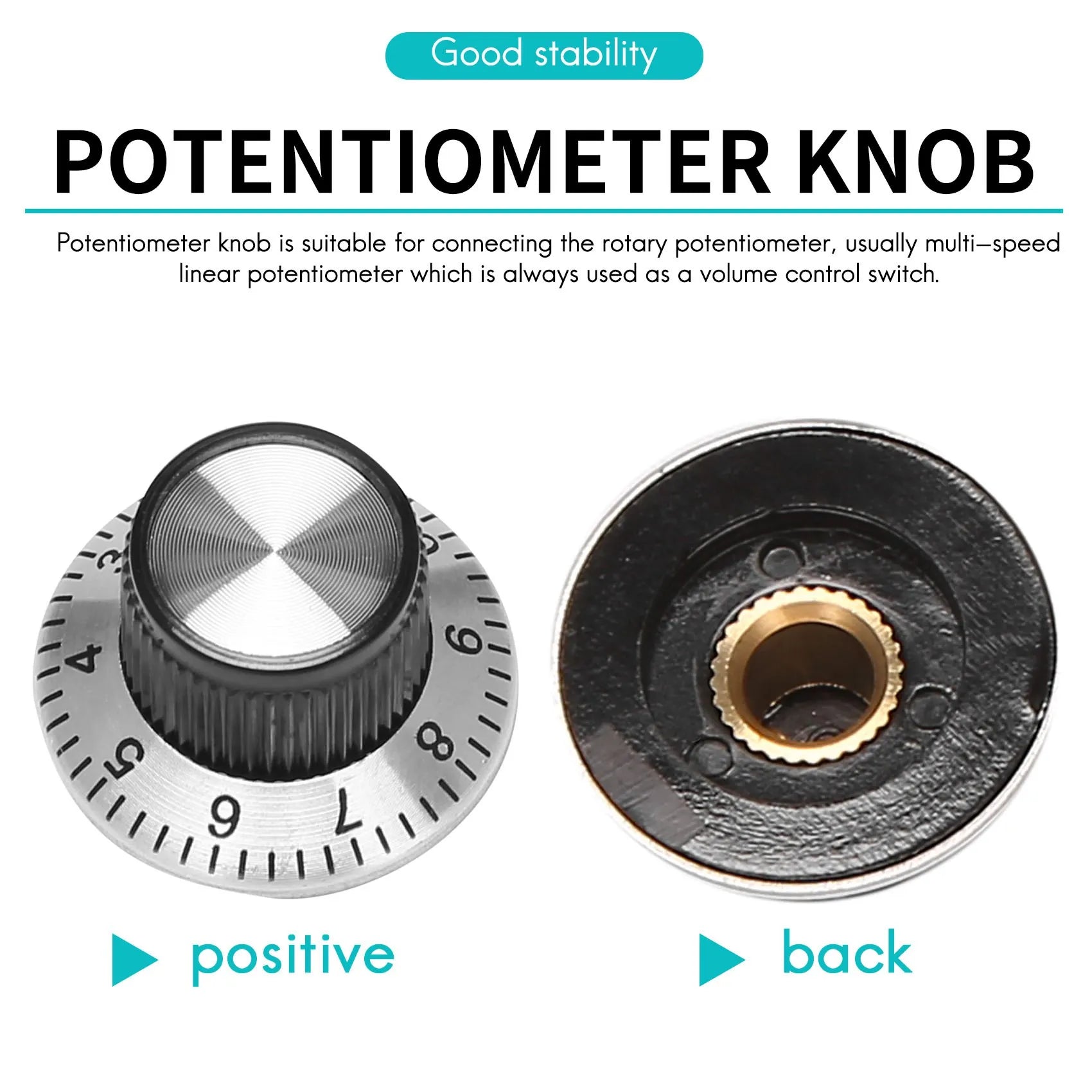 4 x potentiometer Pot metal knob with 0-9 turntable for 6mm shaft knob Oasis Select