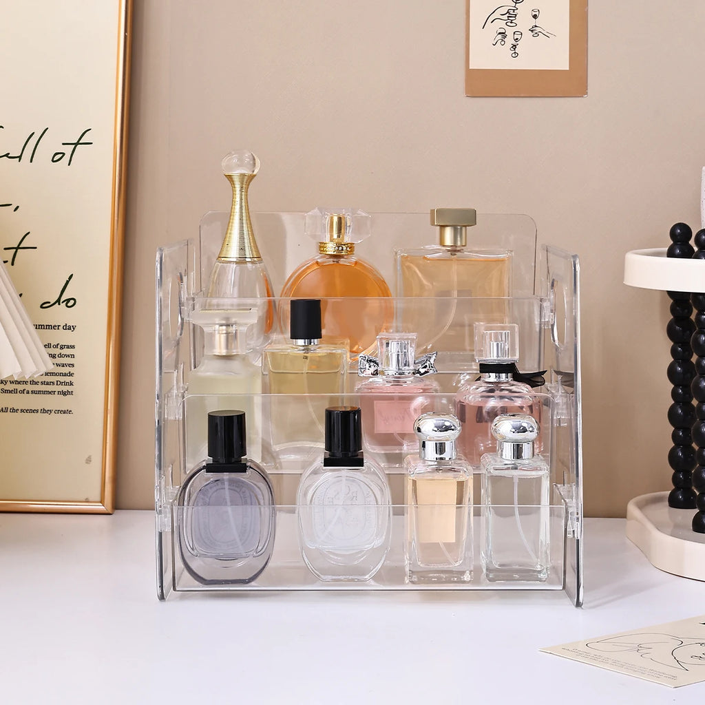 1pc 3-layer Acrylic Buckle Perfume Storage Rack Portable Desktop Perfume Cosmetics Display Rack Stepped Dresser Storage Rack Oasis Select