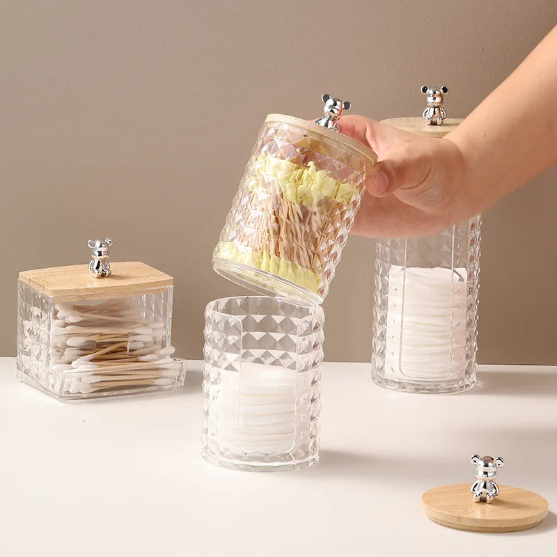 Acrylic storage box, home desktop bear-shaped storage container, premium portable transparent desktop organiser Oasis Select