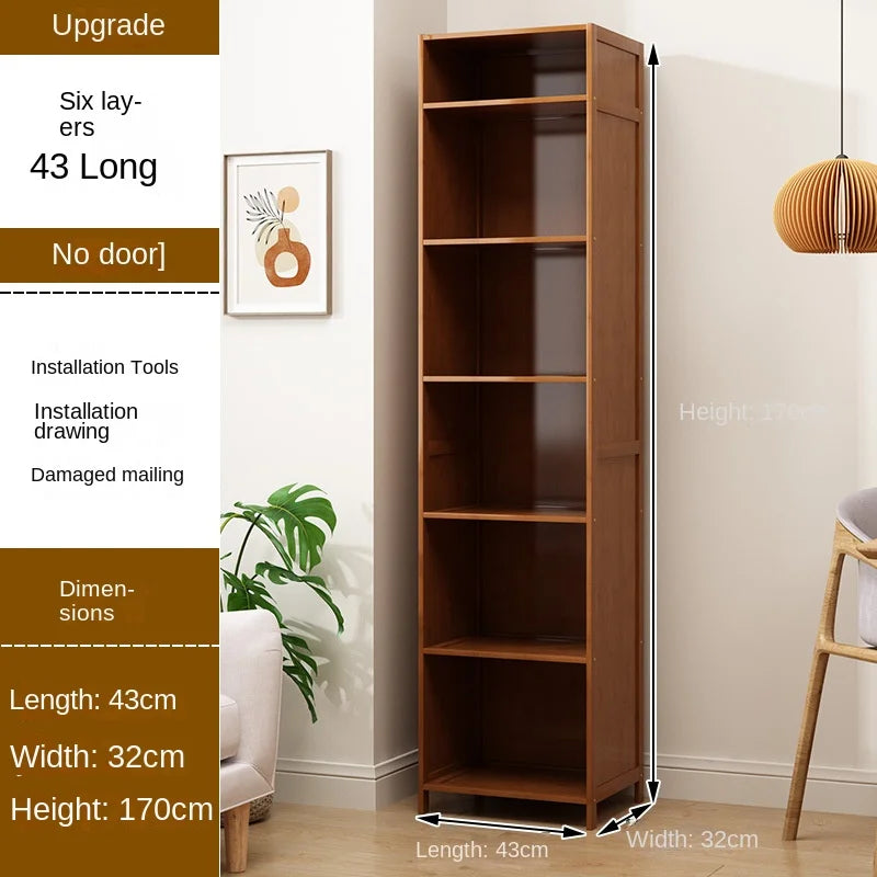 Bookcase with door, multi-layer storage rack, seam storage cabinet, living room display cabinet, bookshelf Oasis Select Sixlayers43cm