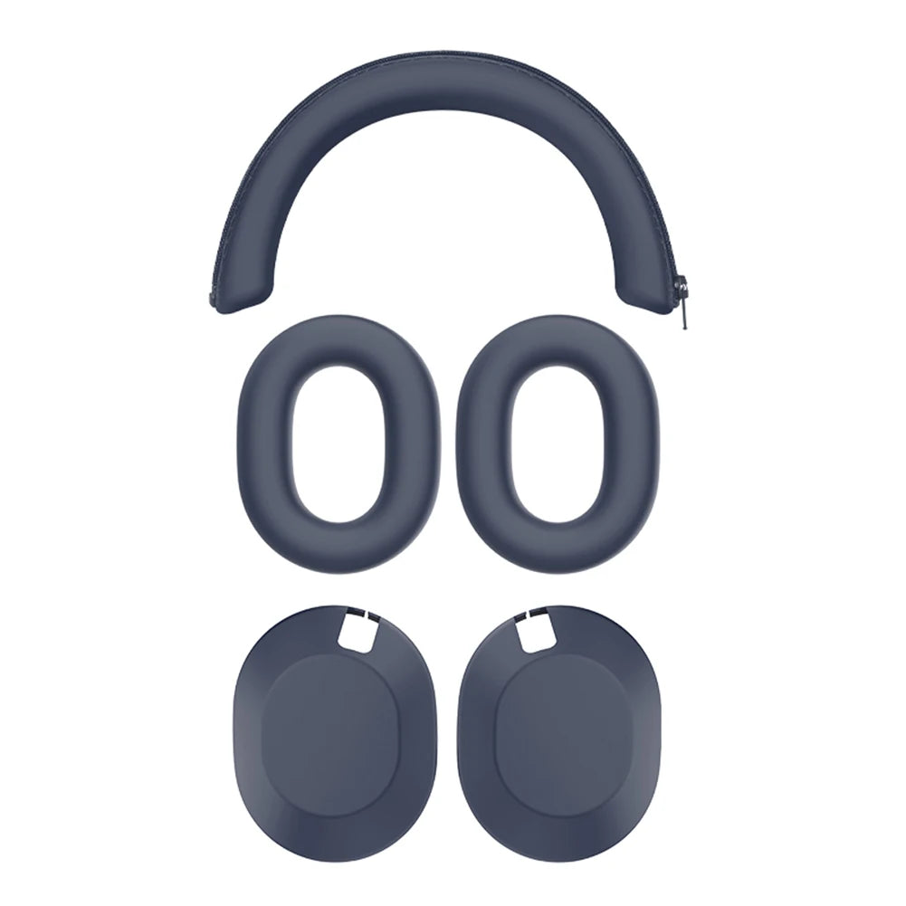 3Pcs Replacement Ear Pads Non-Scratch Silicone Headset Protective Case Headbeam/Earmuff Sleeve/Shell for Sony WH-1000XM6 Headset Oasis Select Dark Blue China Mainland