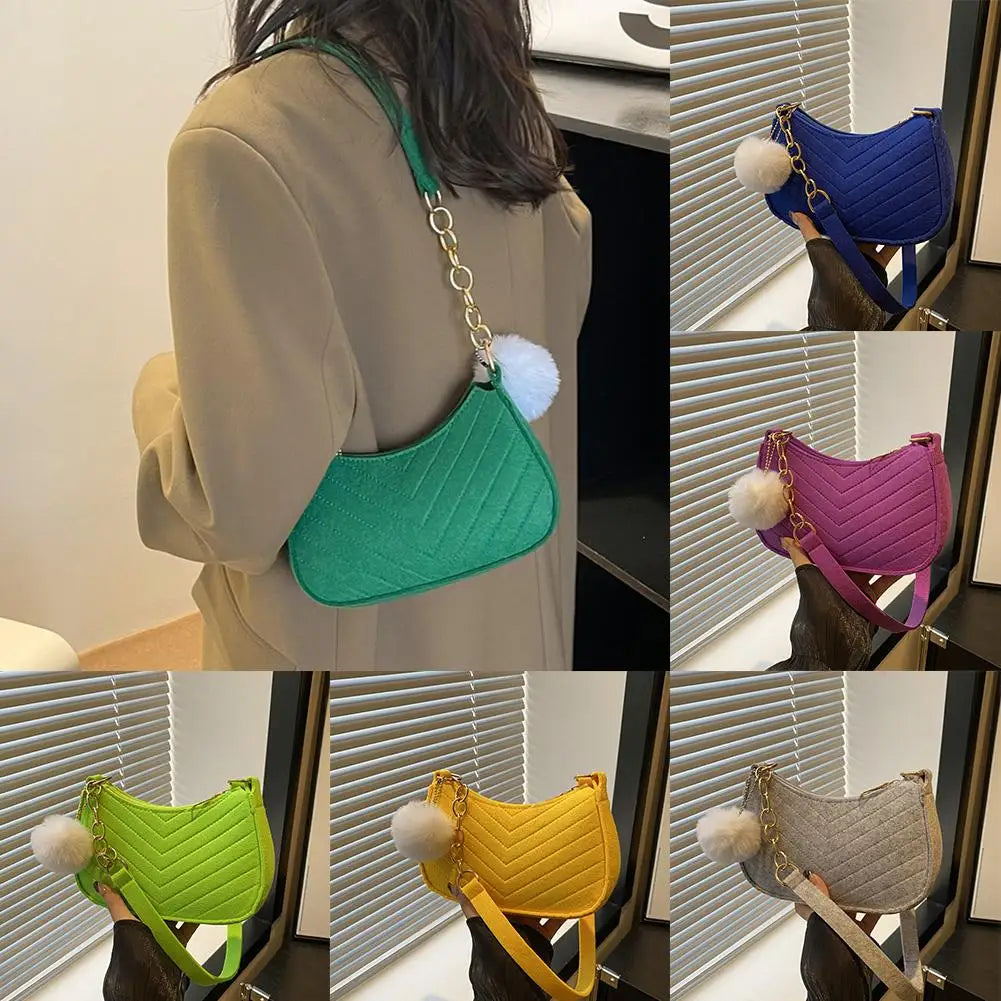 Mini Women Shoulder Bags Fashion Felt Women's Bag Design Advanced Underarm Handbags Mini Saddle Bag Oasis Select