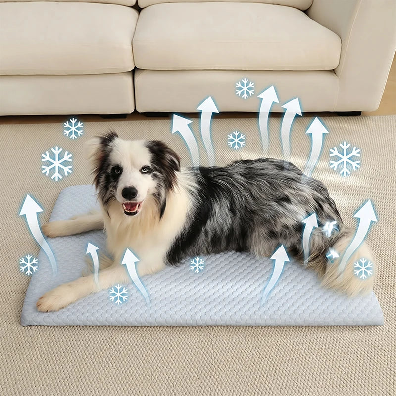 Breathable Ice Silk Cooling Pet Mat New Summer Thick Dog Bed Pad Non-Slip Washable Pet Cooling Sheet for Medium Large Dogs Cats Oasis Select