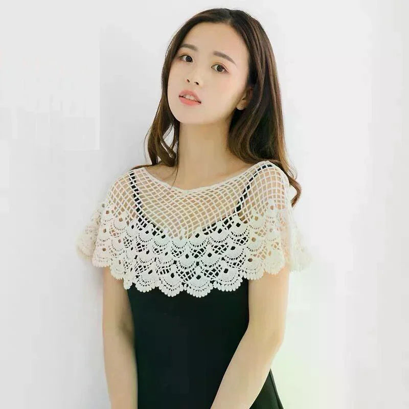 Women Knit Hollow Out Shawl Wrap Wedding Bridal Evening Dress Lace Shawl Wedding Sunflower Lace Scarf Shrug Cape Poncho Oasis Select
