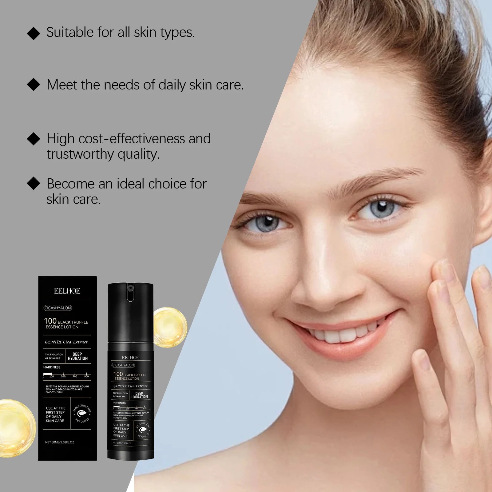 Eelhoe Black Truffle Essence Lotion Firms Skin Enhances Gloss Moisturizes Fresh Smooth texture Non-greasy Facial Skin Essence Oasis Select