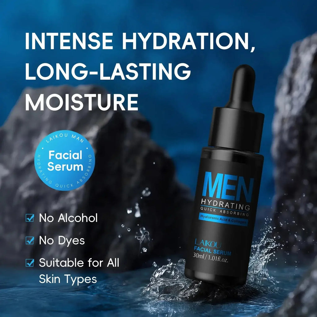 Men 30ml Hyaluronic Acid Serum Anti Aging Facial Essence Hydrating Oil Control Firming Brightens Skin Tone Daily Skincare Oasis Select