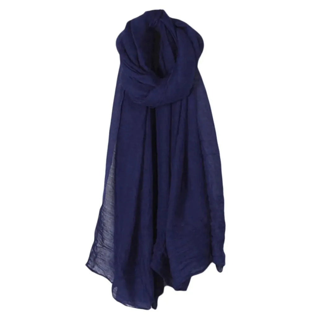 Fashion New 16 Colors Women Long Scarf Wrap Scarves Vintage Cotton Linen Large Shawl Hijab Elegant Solid Black Red White Oasis Select Navy One Size