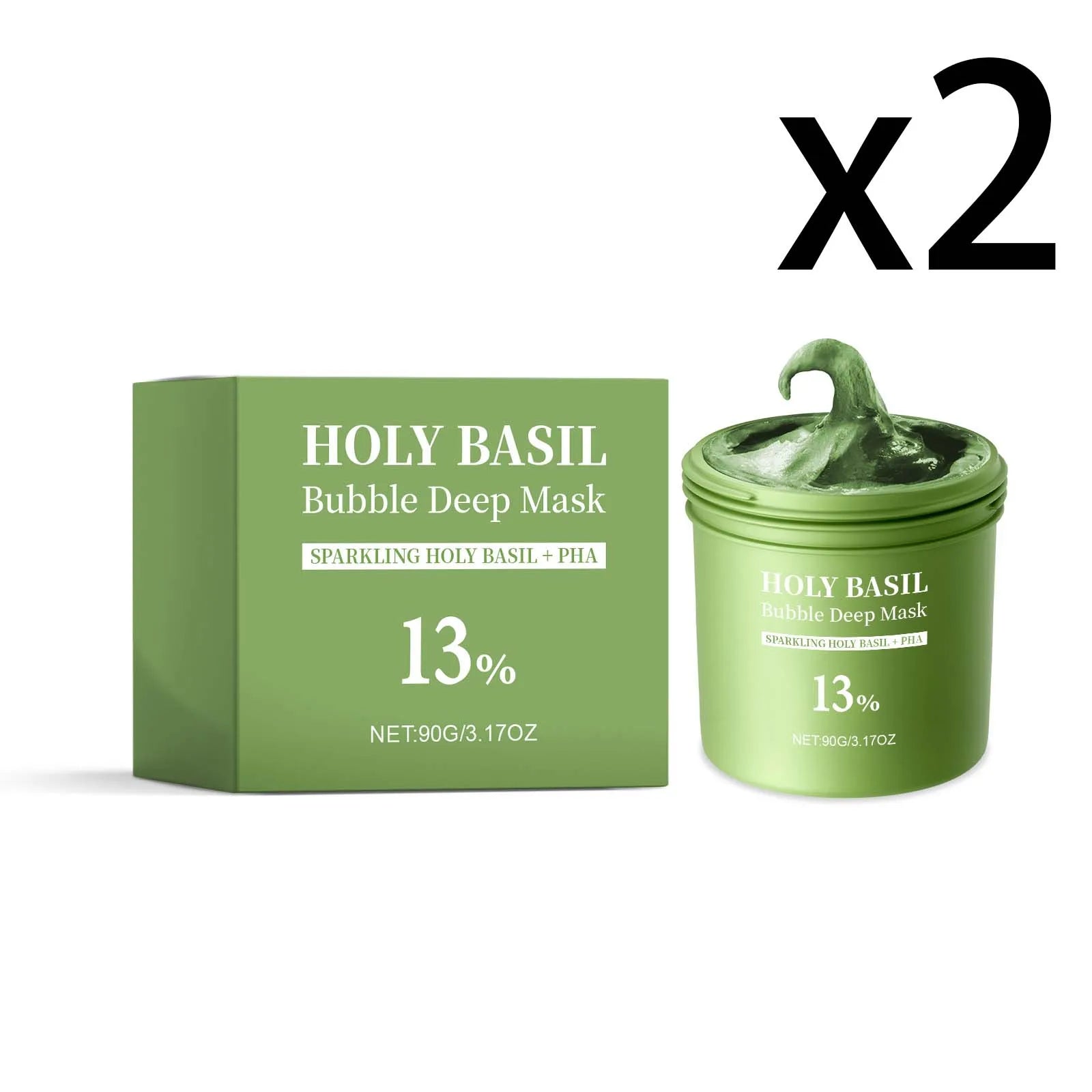 Basil Bubble Cleansing Mask Reduce Blackheads Purify Skin Oil Control Gentle Exfoliate Remove Pores Dirt Moisturizes Mud Mask Oasis Select 2x90g 90g