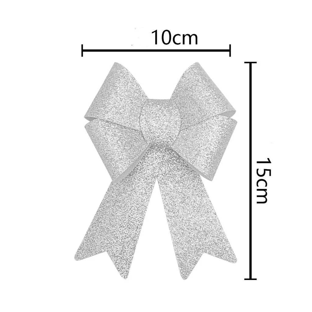 Christmas Bow Red Gold Xmas Tree Large Bowknot For Home Decoration Wedding Navidad New Year Party DIY Hanging Decor Oasis Select Sliver-10x15cm