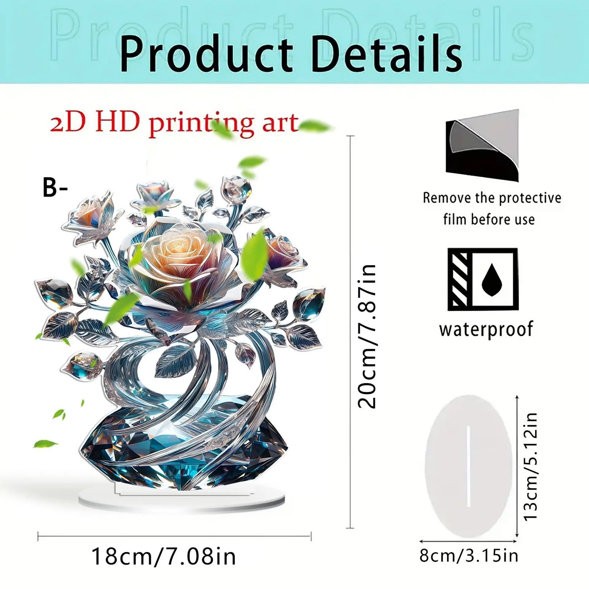 1pcs Table Crystal Flower Decoration - Modern Desktop Centerpiece, Suitable for Living Room and Office Decora Oasis Select