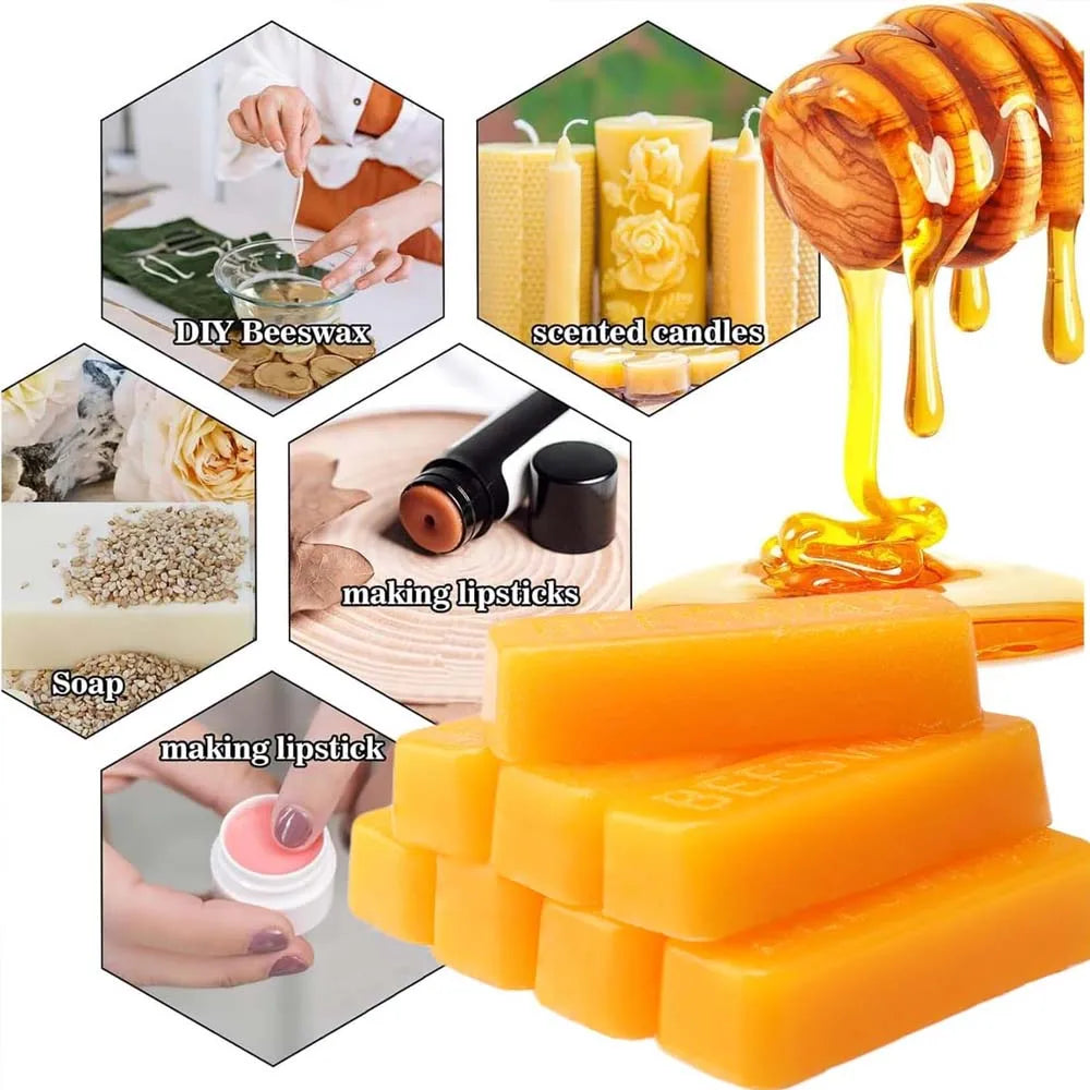 Yellow Beeswax Bars, Natural Beeswax Block Bees Wax Pure Bar Wax for Candle Making Furniture Polish DIY Crafts Oasis Select