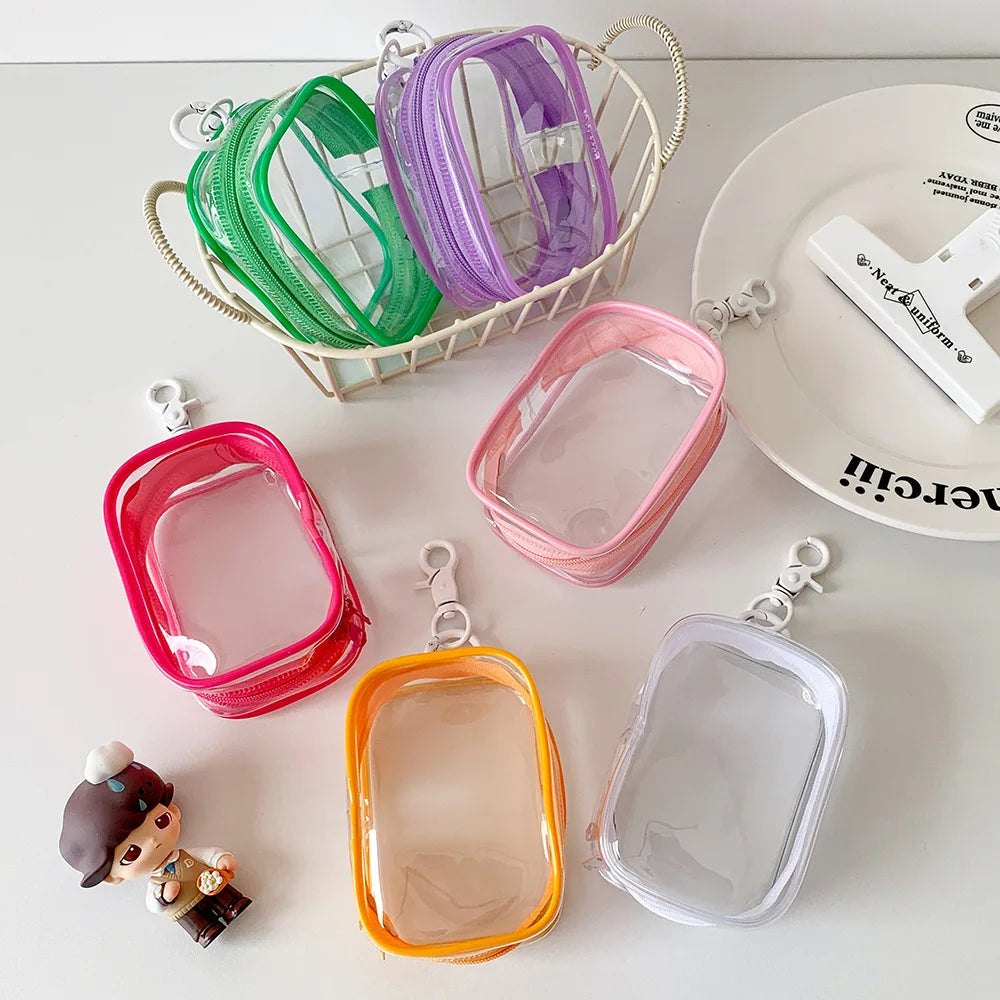 Transparent PVC Plush Dolls Storage Pouch Square Earphone Organizer Purse With Keychain Anime Cartoon Toy Display Protector Case Oasis Select