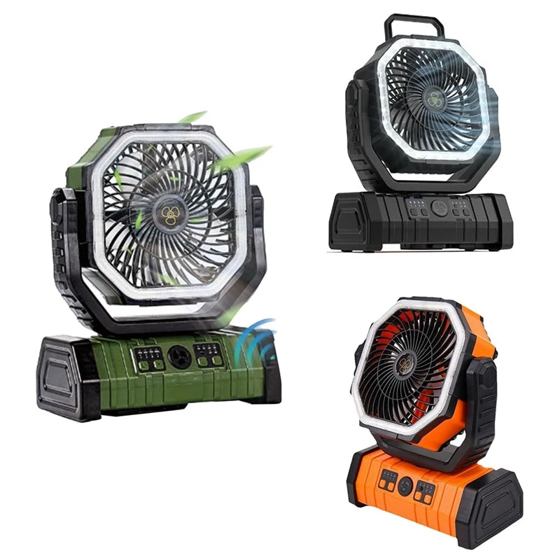 WISH 10000Mah Battery Fan Rechargeable With Hook&Bright LED Light Remote Control Timer Auto Oscillation Cordless Fan Oasis Select