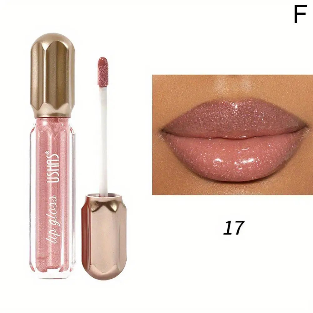 6 Color Mirror Pearl Lip Gloss Waterproof Long Lasting Moisturizing Liquid Lipstick Shimmery Glitter Lip Gloss Women Lip Makeup Oasis Select 17