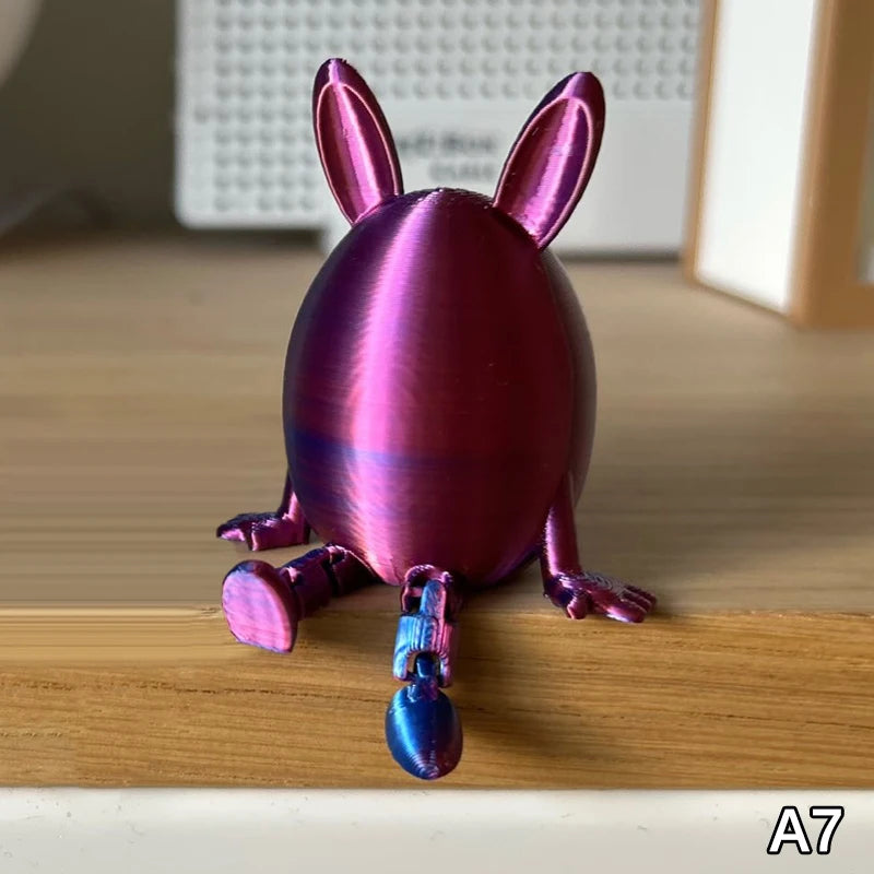Articulated Bunny Egg Figurine Easter Decoration Movable Leg Joint Egg Statue Home Office Desktop Ornament And Gift Oasis Select A7