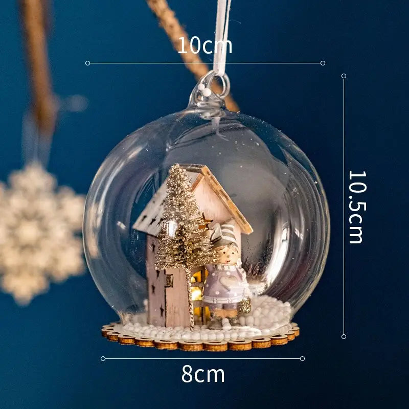 Christmas Micro Landscape Glass Ball Condole Christmas Tree Hanging Light Ball Christmas Decorative Lights Oasis Select Type C 10cm