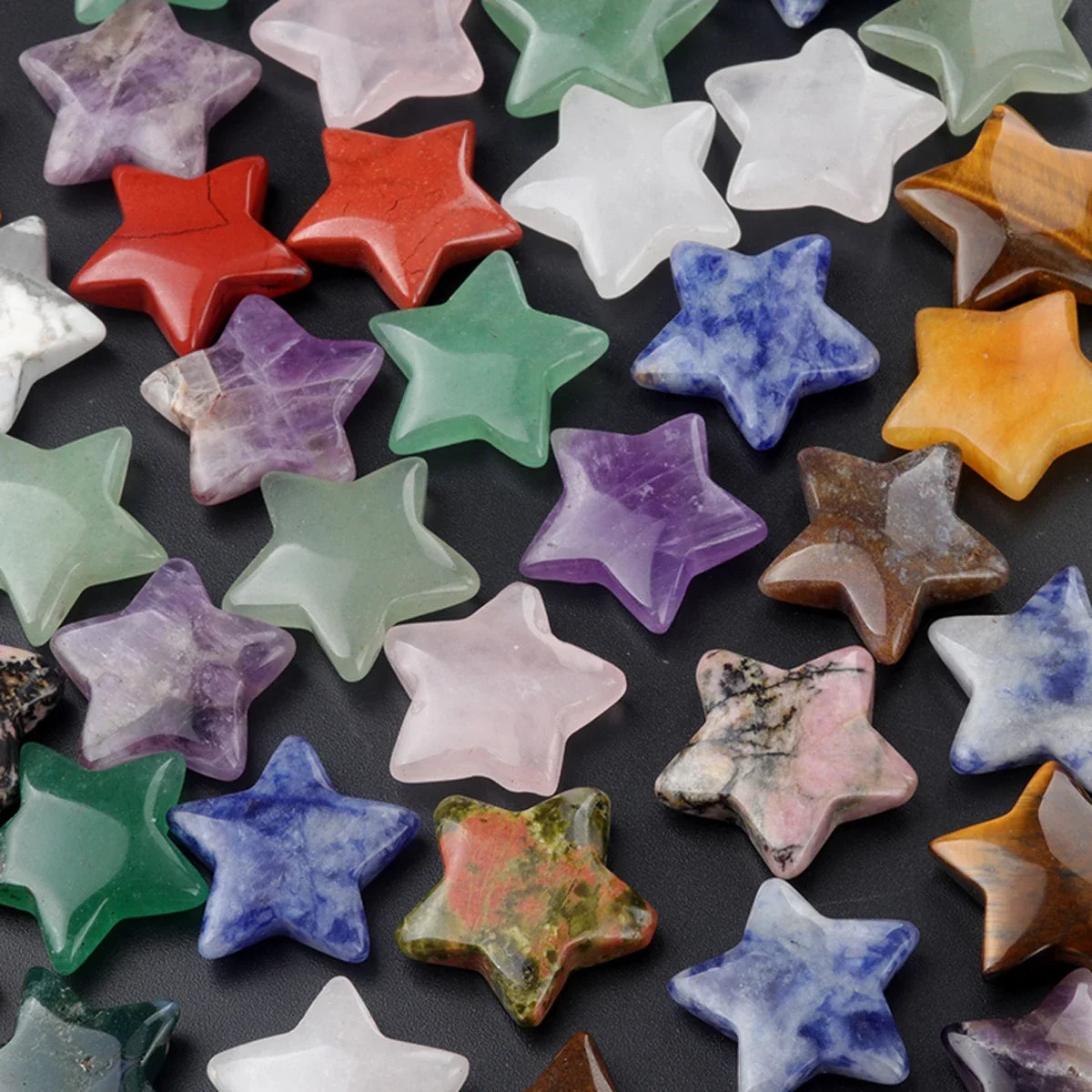 5/10/20pcs Natural Gem Stone Quartz Crystal Amethyst Star Moon No Hole Pendant for Jewelry Making Necklace Accessories Oasis Select Random Star-20pcs