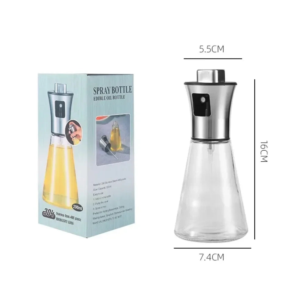 304 Stainless Steel Glass Oil Spray Bottle Pressurized Nozzle Ideal for Kitchen Outdoor BBQ No Electricity Battery Required Oasis Select