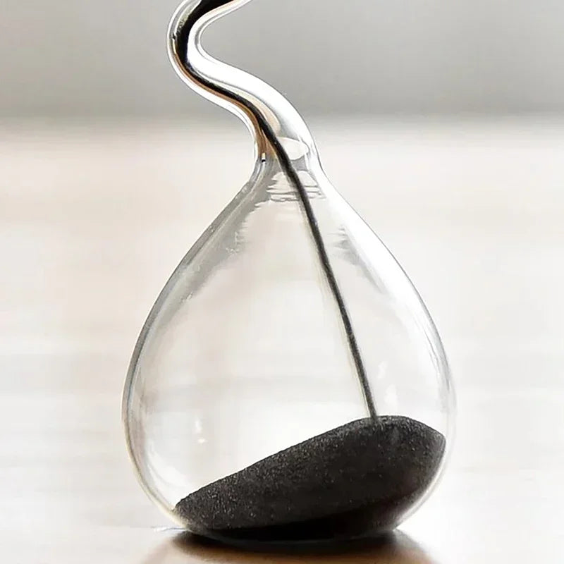 Curve Design Black Hourglass Modern Style Home Decor Accessories Glass Craft Simple Interior Table Ornament Aesthetic Sand Clock Oasis Select